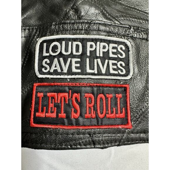 Biker Vest Mens XL Buffalo Leather Diamond Plate Live to Ride Motorcycle Patches - Picture 15 of 16